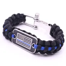 

U shape Survival Bracelet Outdoor Camping Rescue Emergency Rope Bracelet For Women Black Stainless Steel Sport Buckle