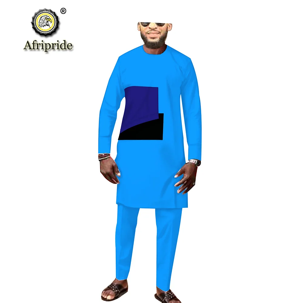 Men`s Casual Tracksuit African Dashiki 2 Piece Outfits Long Sleeve Shirts Blouse Pants Clothing Set Outwear AFRIPRIDE S1916045
