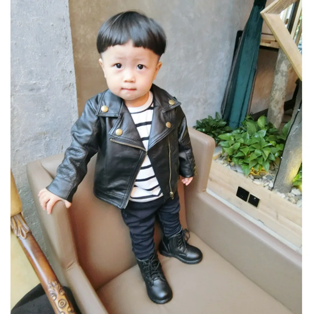 

NEW Kids clothing Wind PU Leather Coat Jackets Zipper Coats Toddler Baby Boy Girl clothing Children Jacket Outwear Short #Y1