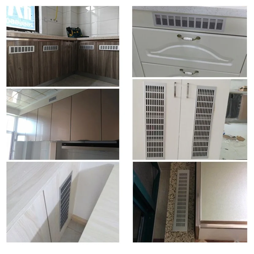 200mm 8" Wide Rectangle Aluminum Air Vent Grille Cover Louvre Ventilator Furniture Shoe Closet Silver Matte Black Golden