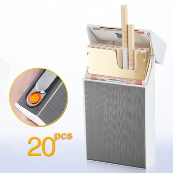 

Manufacturer direct selling A6 cigarette case USB rechargeable lighter portable cigarette case 20 windproof electronic cigarette