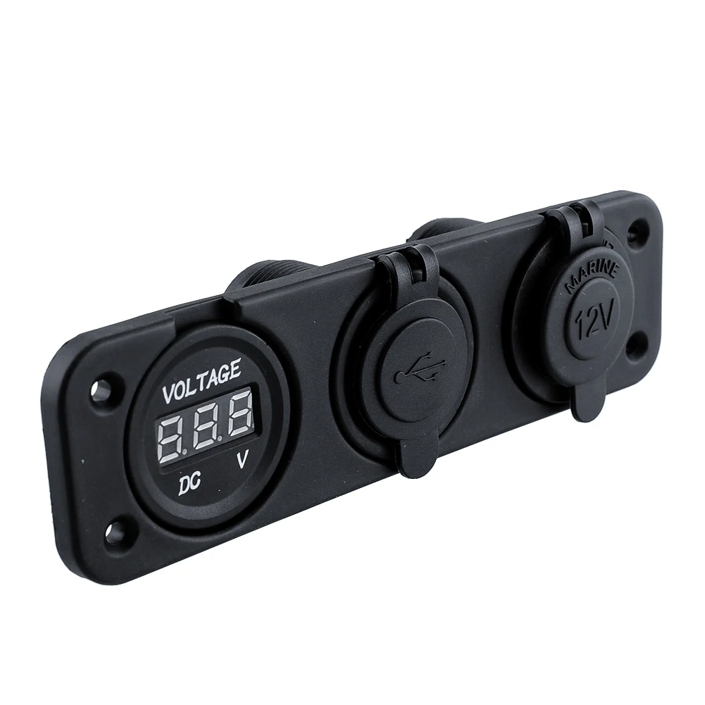 12V 1A мощность двойной автомобильный прикуриватель гнездо USB адаптер+ Вольтметр