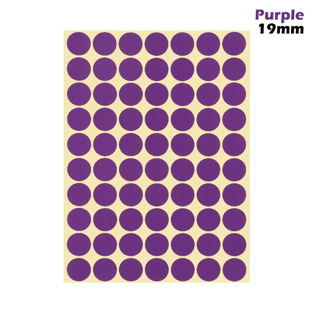 purple 19mm 1 лист 10 мм/19 мм цветные наклейки в горошек круглые круги точки бумажные клеящиеся этикетки офисные школьные принадлежности - Цвет: purple 19mm