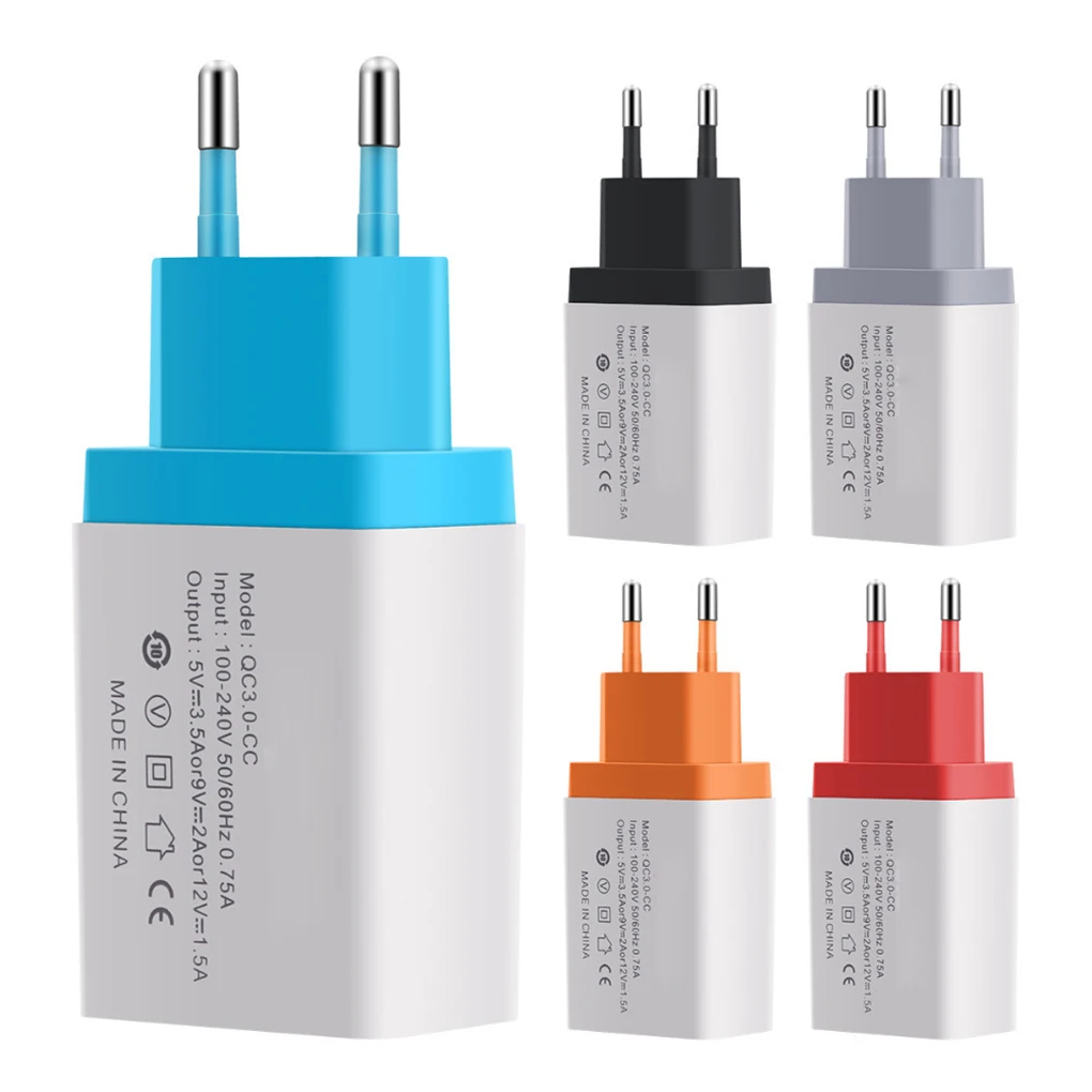 

Universal Mobile Phone Quick Charging 3.0 USB EU Plug Charger Travel Wall Fast Charge Adapter Replacement for Samsung/Tablets