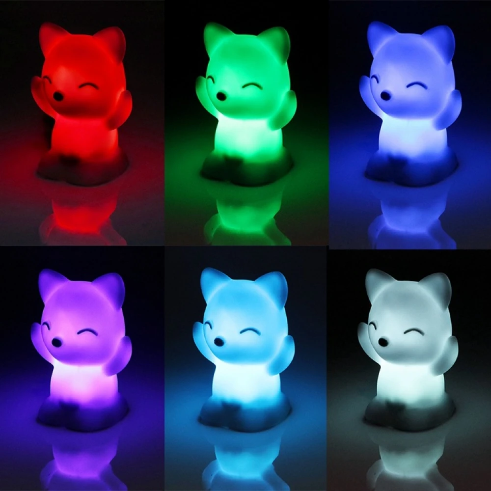 

7 Changing Colors Cute Lovely Cartoon Animal Led Night Light for Party Night Lamp Christmas Gift Fox Shape Lamp Birthday Light