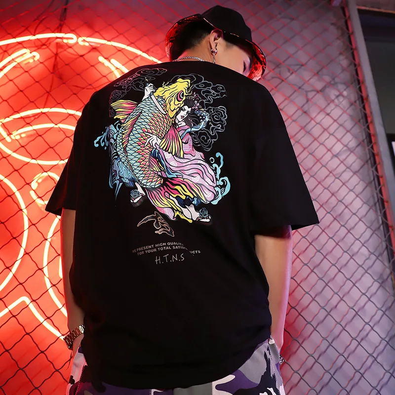 Lovers'Dresses Lovers' Short-sleeved Chinese Wind Printed T-shirts Loose Half-sleeved Blouses for Men and Women