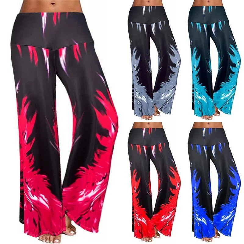 

2020 Foreign Trade Cross-Border Bell-bottom Pants Flame Positioning Printing Yoga Pants Slim Casual Loose Pants pants women