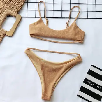 

Swimwear Women 2019 Bikini New Sexy Push Up Swimsuit Solid High Cut Bikini Set Hot Sale Bathing Suit Maillot De Bain Femme