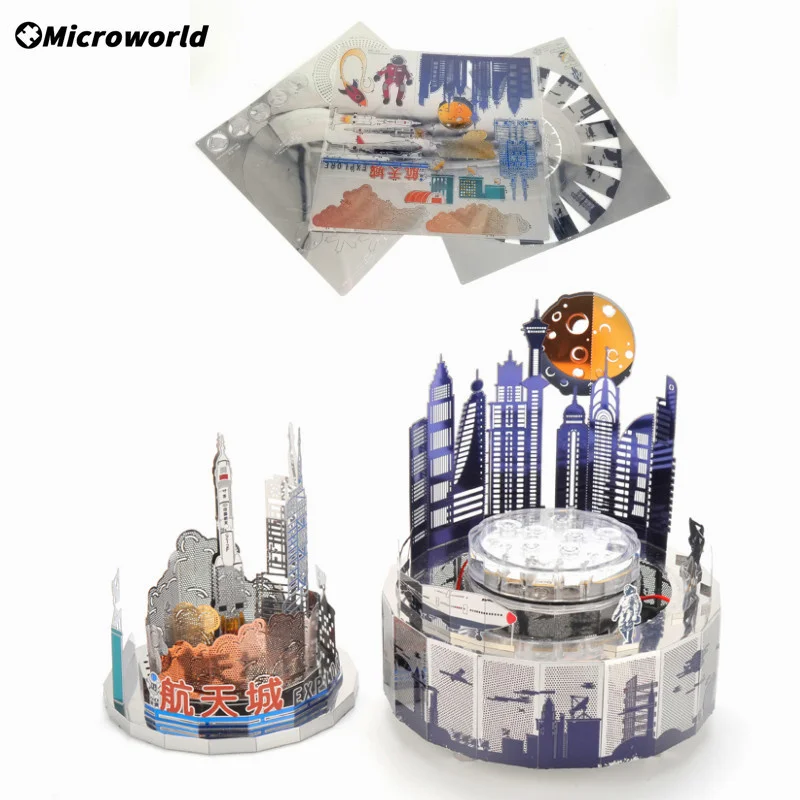 Microworld 3D giochi di Puzzle in metallo carillon rotante città  aerospaziale costruzione modelli a tema kit Puzzle giocattoli regali per  ragazza adulto - AliExpress
