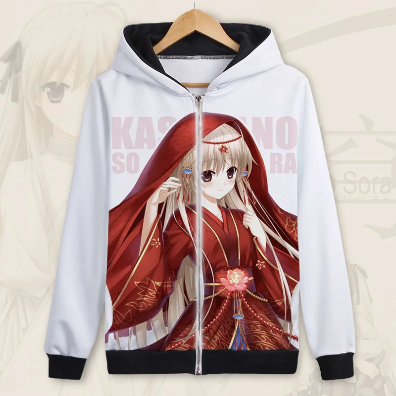Аниме Yosuga no Sora Kasugano Sora, толстовка на молнии с капюшоном, костюм для косплея, мужская и женская куртка, Повседневная Толстовка, уличная одежда
