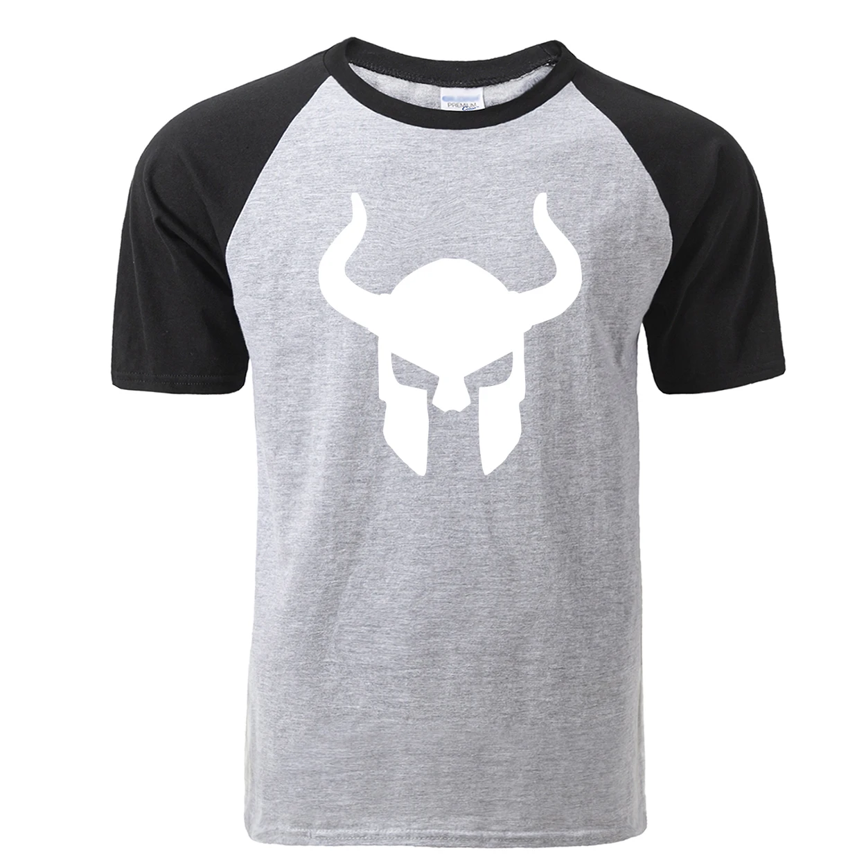 Модная футболка Odin Vikings, мужская летняя крутая футболка с коротким рукавом, реглан Viking, хлопковая Повседневная мужская футболка, мужская одежда - Цвет: Black Gray 5