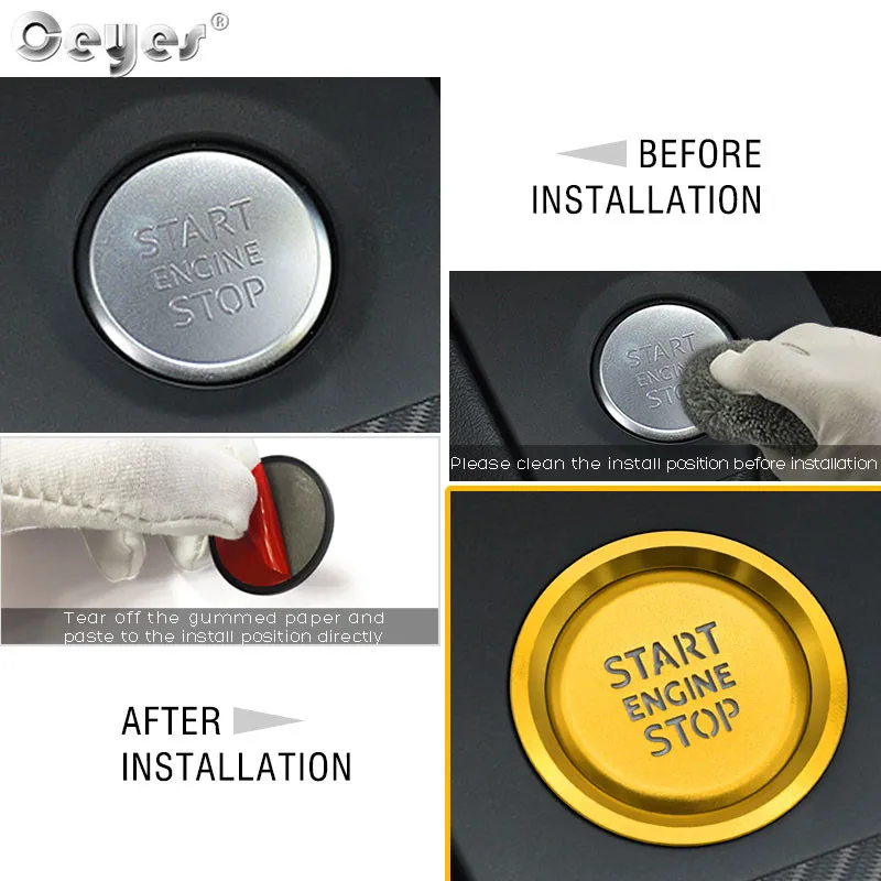 Ceyes Car Styling Interior Accessories Auto Engine Start Stop Button Translucent Ring Case For Audi A1 A4 A4L A5 2019 2020 Cover 5