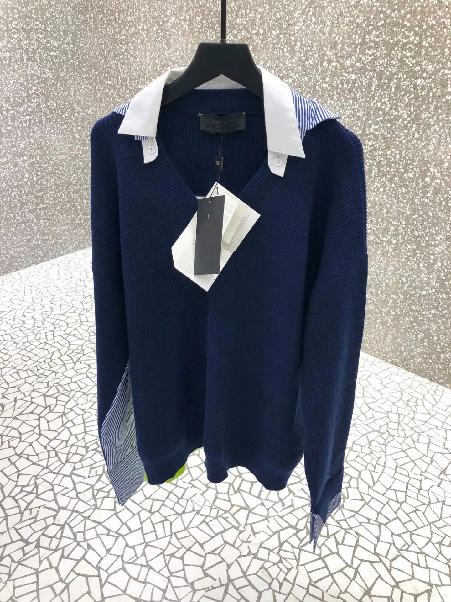Winter Fashion New Limited Edition Double Collar Wool Color Matching Sweater Women Free Shipping Worldwide