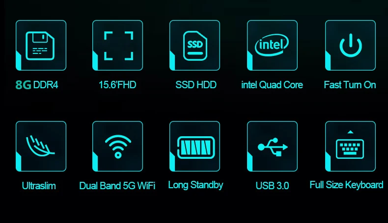 15,6 дюймов FHD большой экран ноутбук Intel Celeron J3455 четырехъядерный 8 Гб быстрый запуск SSD HDD changable RJ45 wifi HDMI usb Светодиодная лампа