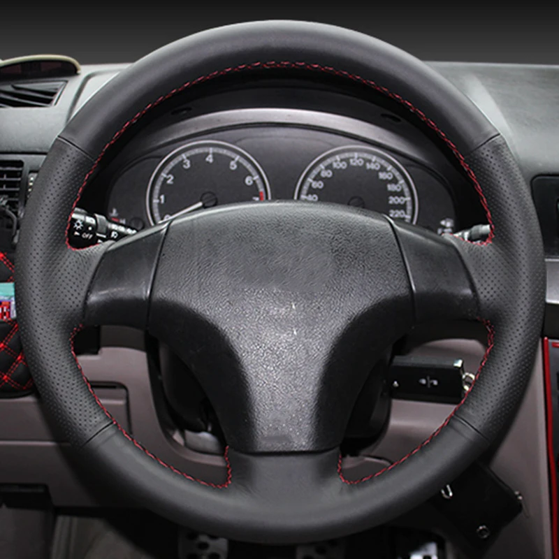 Red without button Ручной пошив черная натуральная кожа Плетеный чехол на руль для Mazda 3 Axela для Mazda 5 для Mazda 6 Atenza принадлежности MPV - Название цвета: Red without button