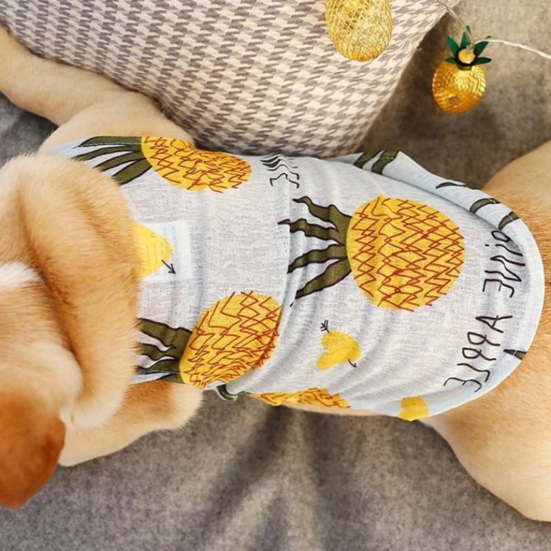 Pet Dog Vest Breathable Fruit Print Clothes Pet Beach Couples Clothes Soft Shirts For Chihuahua Teddy Yorkie