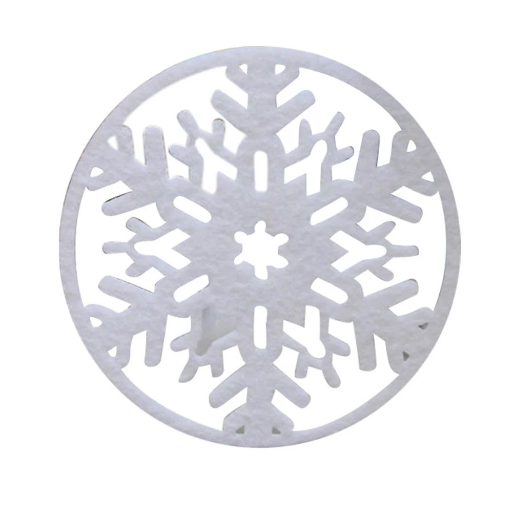 10pcs Christmas Snowflake Coaster Insulation Posavasos Kitchen Dining Room Ornament Openwork Round Cup Mats Pads Party Placemat - Цвет: Белый