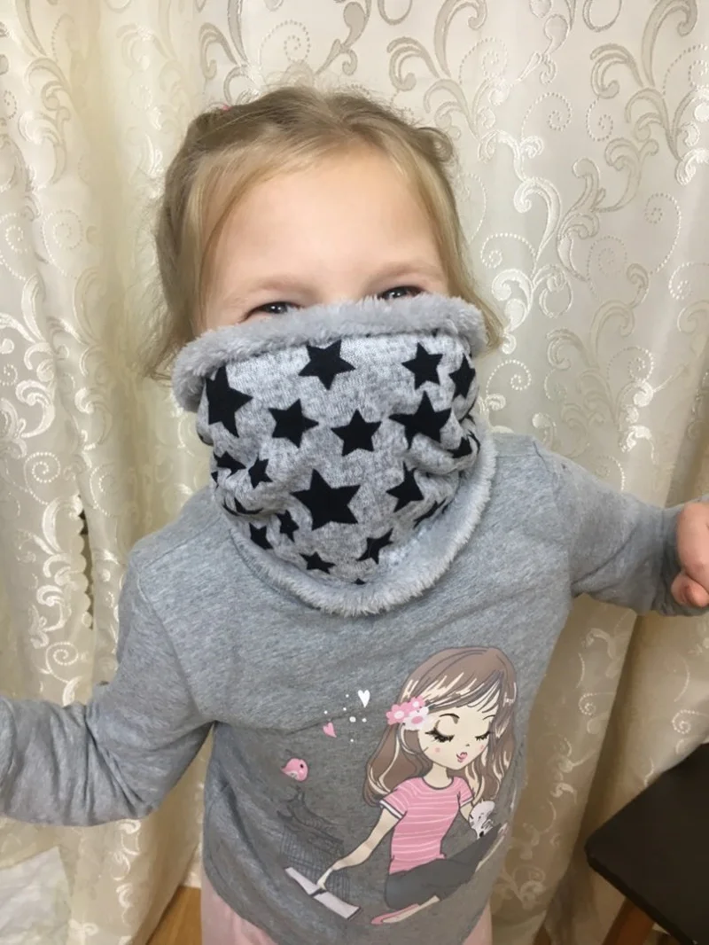 Новинка; зимний шарф с кругами; Детские шарфы; пять звезд; нагрудник для мальчиков и девочек; хлопковый Детский шарф; мягкие теплые шарфы с кольцом