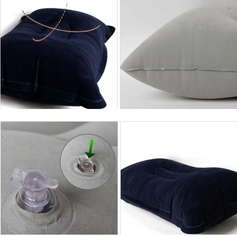 1PC Portable Inflatable Pillow Travel Air Cushion Double Sided Flocking Camp Beach Car Plane Hotel Head Rest Bed Sleep | Дом и сад