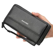 New Business Long Men's Wallet Large Capacity Zipper Lychee Pattern Multi-card Solid Color PU Mens Wallets Bts bts 2018 new fashion bts 3d wallet kpop short zipper card wallet girl tassel purses mini cute bags customize bts accessories