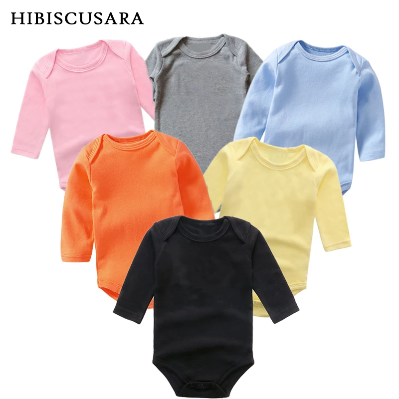 Детская одежда однотонный комбинезон для мальчиков и девочек, комбинезон с длинными рукавами для новорожденных, хлопок, Bebe, Весенняя классическая одежда, топы, футболки
