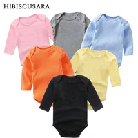 Baby Clothes Solid Color Boy Girls Romper Newborn Long Sleeve 100% Cotton Jumpsuit Bebe Spring Classic Clothes Tops Tees 1