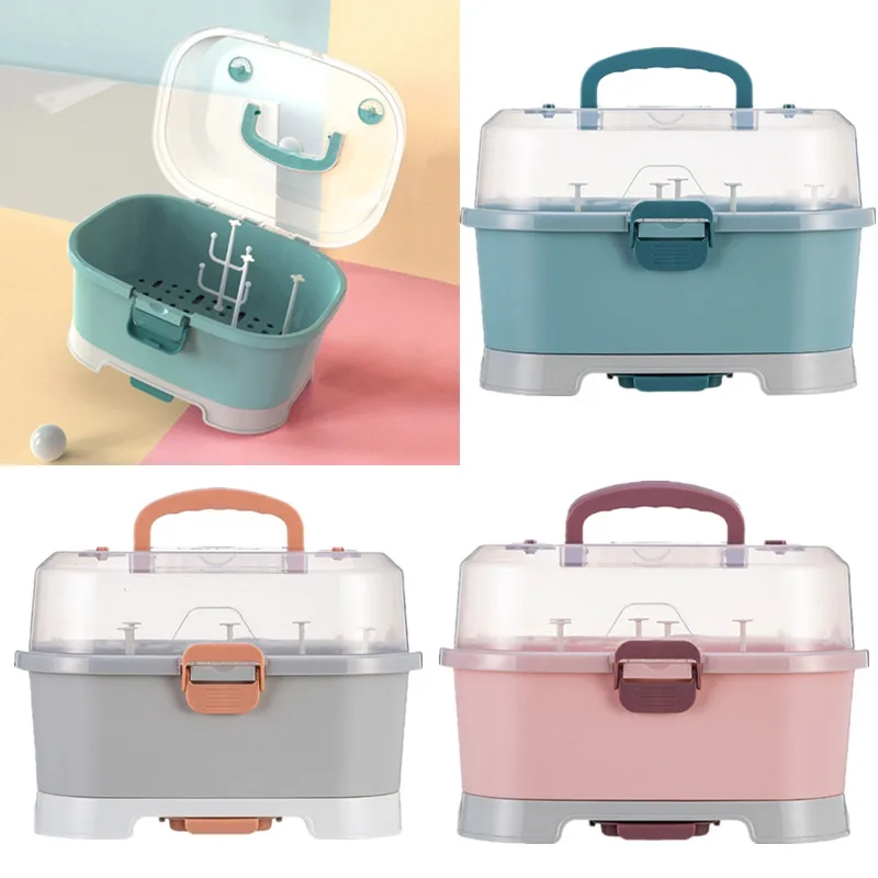 Baby Feeding Bottle Drying Rack Dustproof Newborn Baby Nursing Bottle Drainer Dryer Storage Box Tableware Container