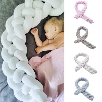 

Baby Crib Bumper Soft Knotted Braided Pillow Protector For Baby Bed Decoration Crib Fence