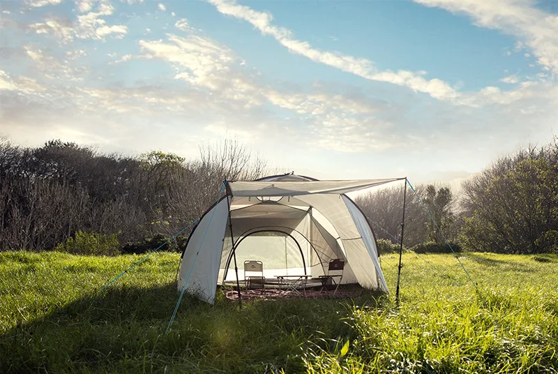 Family Camping Tent 3 Person Double door 210T Polyester Silver Coated Sunscreen Waterproof Outdoor Tents