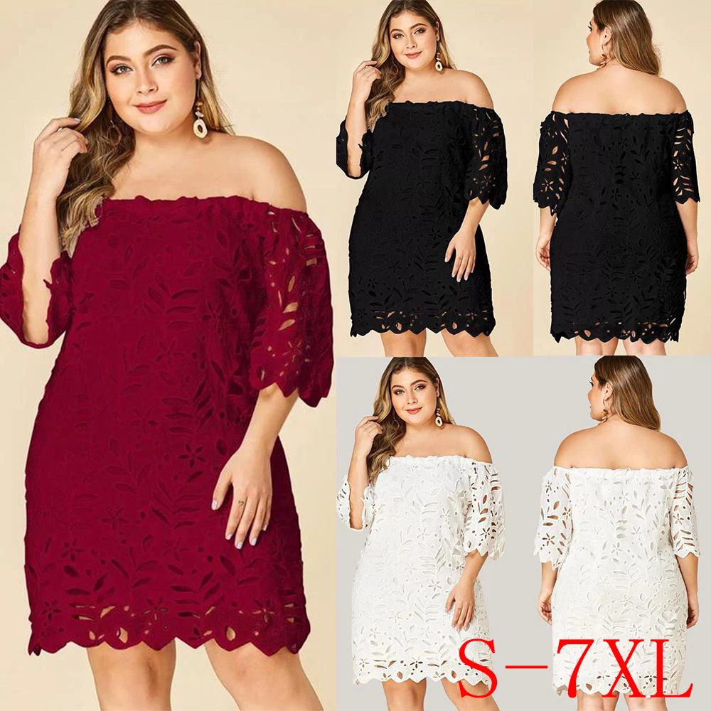

ICCLEK 2020 S-7XL Plus Size Dress Lace Dress Evening Party Summer Maxi Women Dress Large Ladies Short Sleeve Elegant Gifts