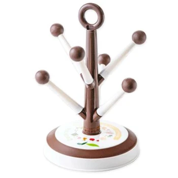 

Creative Tree Plastic Cup Holder Drain Wine Glass Holder Plastic Cup Holder Six Cup Holder Brown