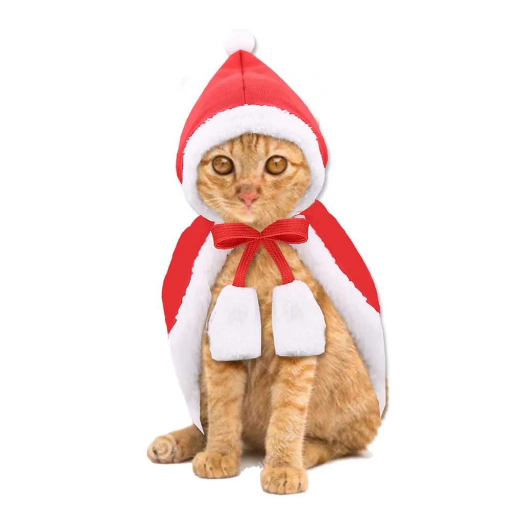 Мягкая одежда для собак кошек вечерние костюмы для косплея плащ для питомца Зимняя мода теплый с капюшоном дизайн подарок Хэллоуин Рождество маленький
