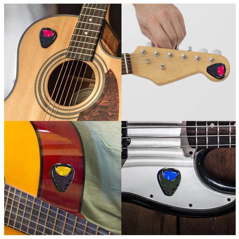 2 Stuks Guitar Pick Houders Plastic Stick-On Gitaar Pick Case Celluloid Mediator Houders Elektrische Gitaar Accessoires Voor Bass ukule
