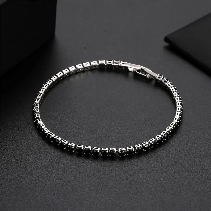 Hip Hop Bling Iced Out Cubic Zirconia Bracelet Tennis Chain Bracelets Women Men CZ Link Chain BFF Jewelry White Black Pulseras chain bracelet zircon bracelets cubic zirconia bracelet