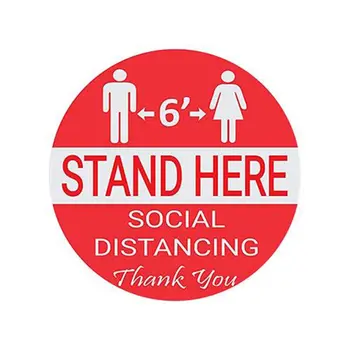 

Wait Here Stand Here Keep 6ft in Between Distance Marker Floor Decal for Social