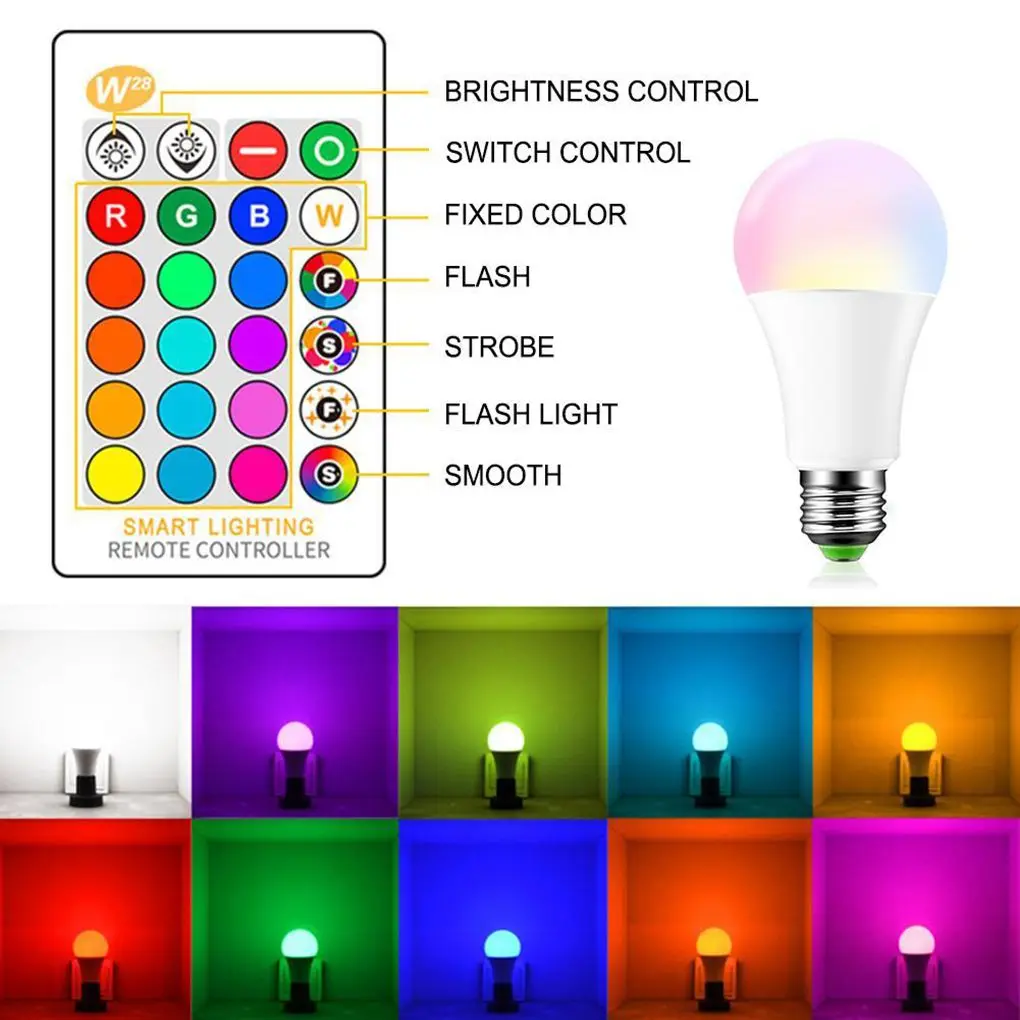 

E27 Smart Control Lamp Led RGB Light Dimmable 3W 5W 10W RGBW Led Lamp Colorful Changing Bulb Led Lampada RGBW White Decor Home