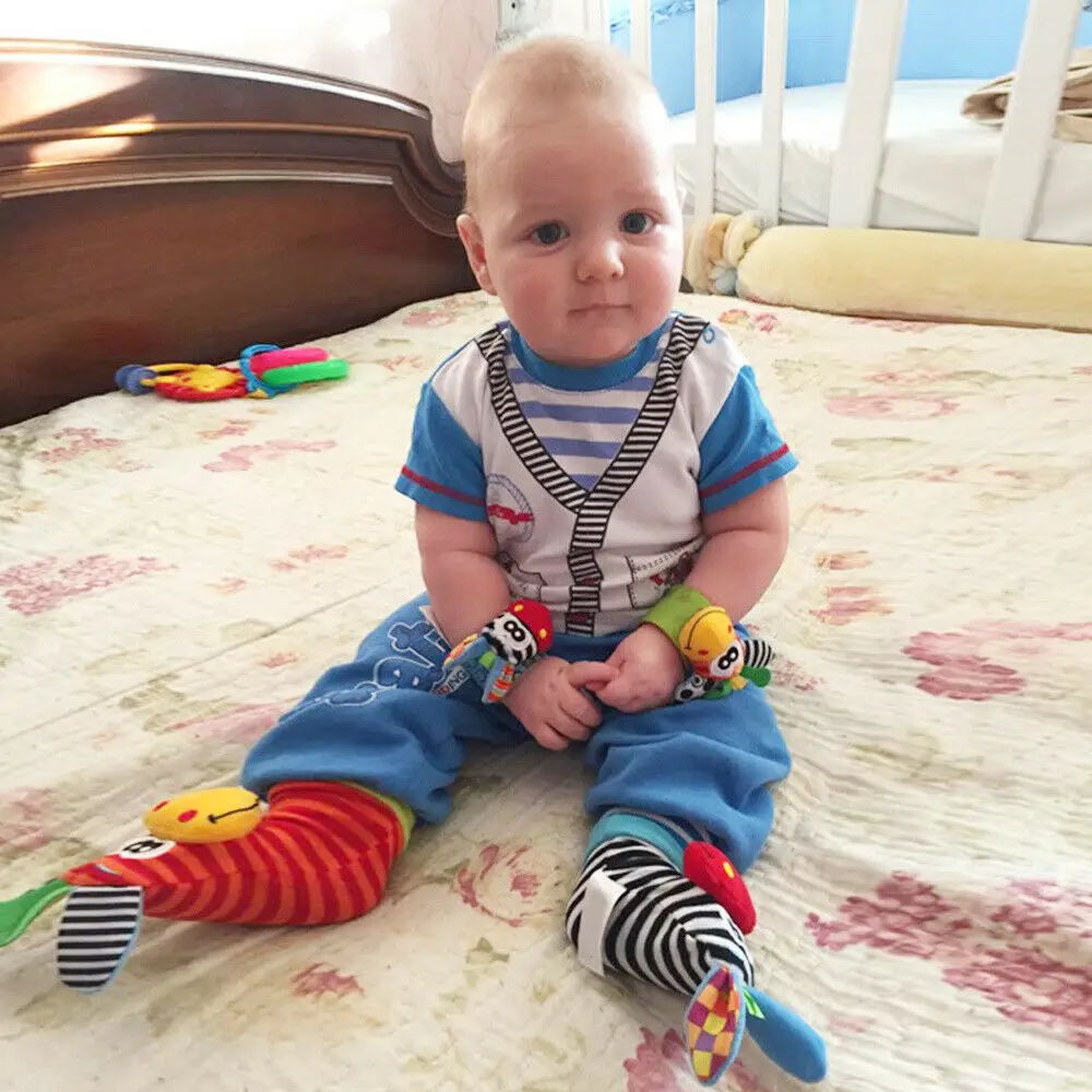 Emmaaby новая пара Sozzy Baby Младенческая мягкая игрушка на запястье Погремушки финдерс развивающий колокольчик на запястье ножной носок с погремушкой мягкие игрушки