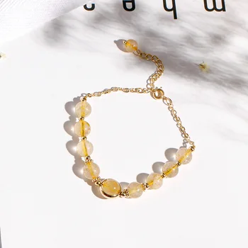 

Natural Rutilated Crystal Bracelet Women's INS Non-mainstream Design Cool MORI Series Lucky Beads Bracelets Lucky Transport