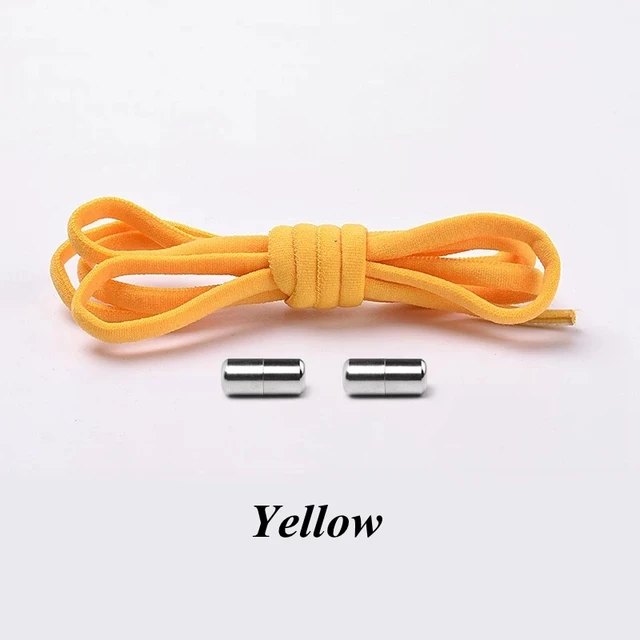 Semicircle No Tie Shoelaces Elastic Shoe laces Sneakers shoelace Metal Lock Lazy Laces for Kids and Adult One size fits all shoe Yellow