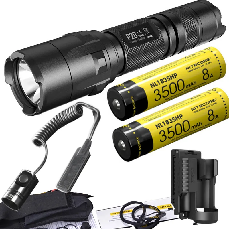 NITECORE P20 фонарик CREE XM-L2(U2) светодиодный Макс. 800 лм луч двойной переключатель задний светодиодный фонарь для спорта на открытом воздухе+ NITECORE NTH30B RSW2 - Испускаемый цвет: 2XHP RSW2 NTH30B