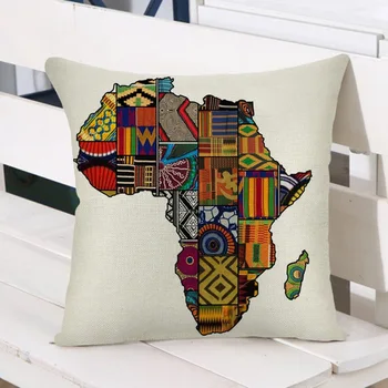 

African Woman Portrait Printed Linen Cottton Seat Cushion Cover For Sofa Afro Abstract Throw Pillow Case Home Decor Pillowcase