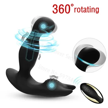 360°Rotating Vibration Prostate Massager For Men Vibrator Anal Plug Wireless Remote Control Vibrating Butt Plug Gay Anal Sex Toy