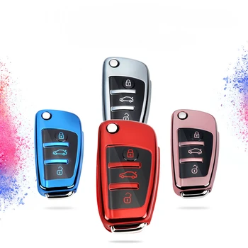 

High quality New Soft TPU Full Cover Car Key Case Shell For Audi C6 A7 A8 R8 A1 A3 A4 A5 Q7 A6 C5 Auto Styling HolderAccessories