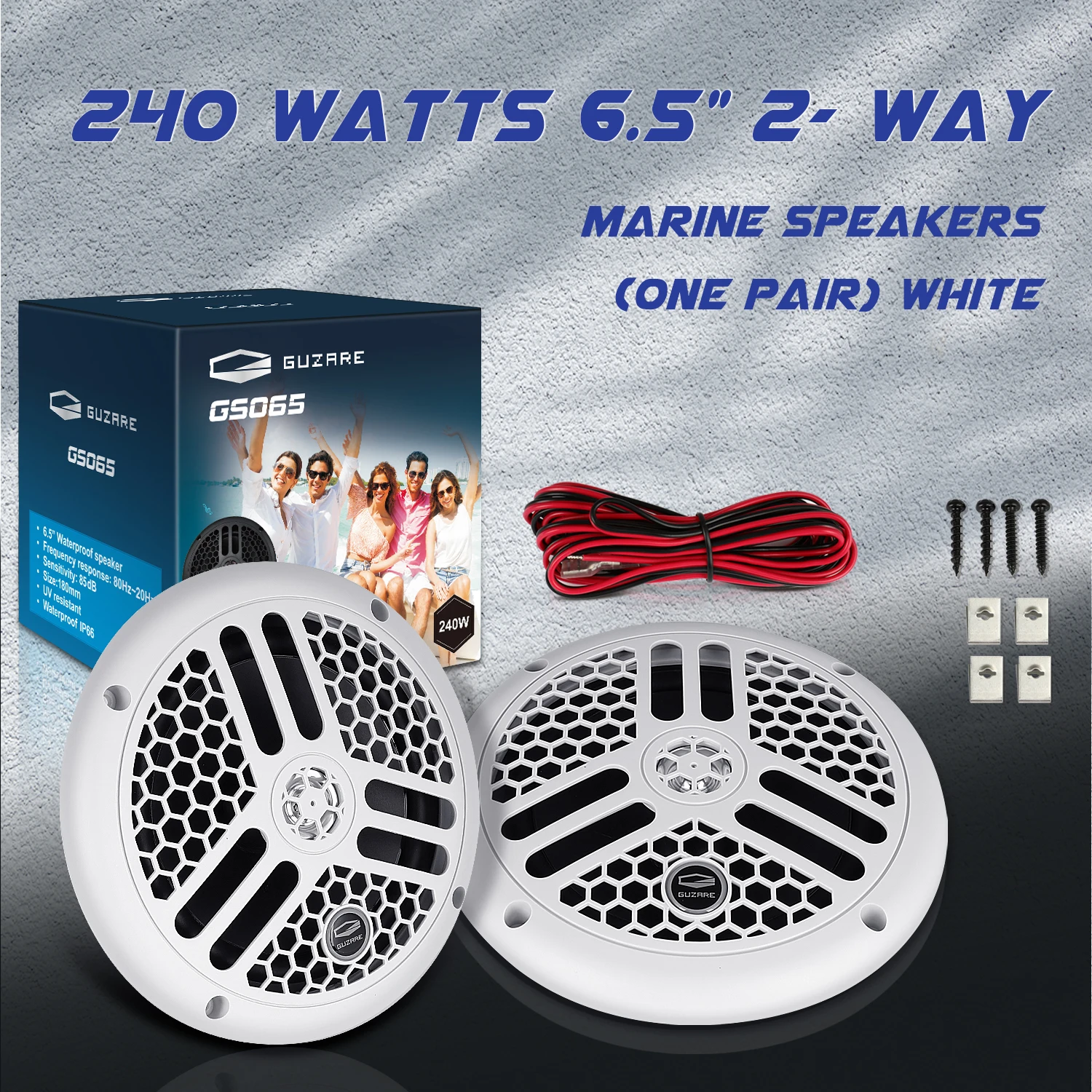 240Watts 6.5inch 2 Way Waterproof Marine Boat Speaker For UV-Proof SPA Bath ATV Golf Cart Yacht Motorcycle Outdoor Music Speaker