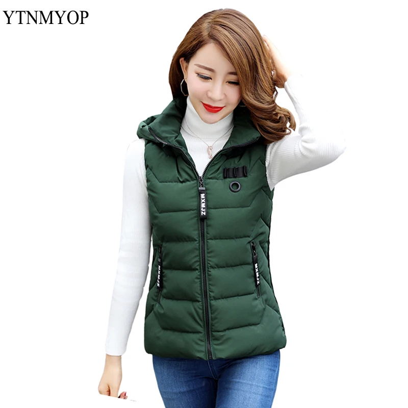 YTNMYOP 2019 Winter Vest Jacket Hooded Vests For Women Sleeveless Jacket Coat Outerwear Autumn And Winter Short Waistcoat Female