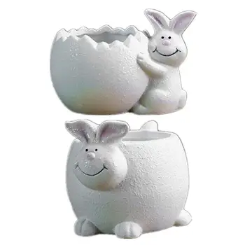 

2pcs Ceramic Scculent Flowerpot Household Decorative Durable Flower Pots Container Gardening Supply For Office Home Garden