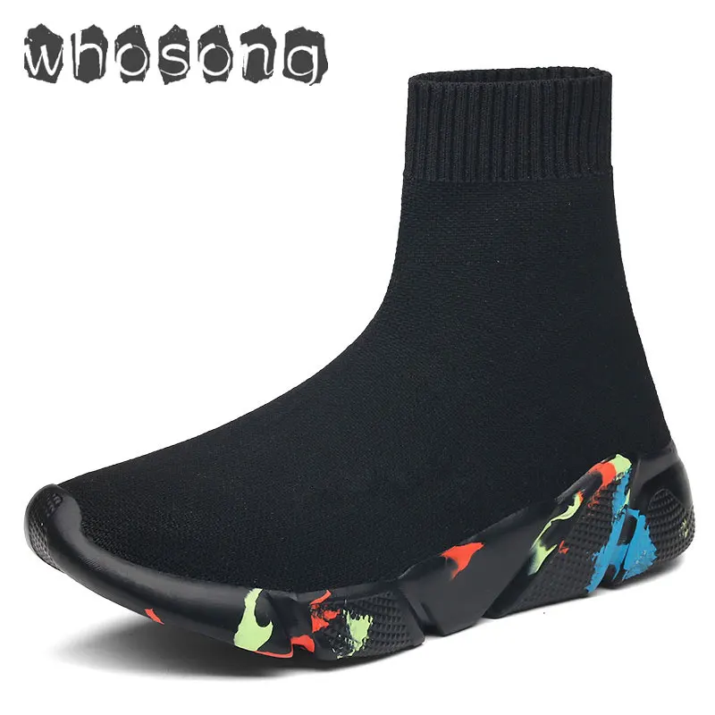 

New Sneakers Women Men Knit Upper Breathaeble Sport Woman Chunky Shoes Men High Top Sock Shoes Men Women Tenis Hombre Masculino