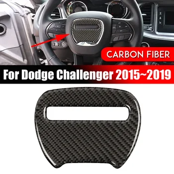 

1pcs Car Real Carbon Fiber Steering Wheel Panel Trim Cover for Dodge Challenger 2015 2016 2017 2018 2019 Interior Mouldings