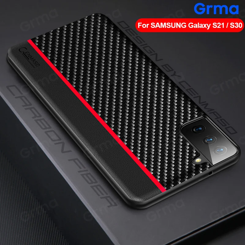 GRMA углеродное волокно Текстура кожаный чехол для Samsung Galaxy S21 S20 Note 20 Ультра