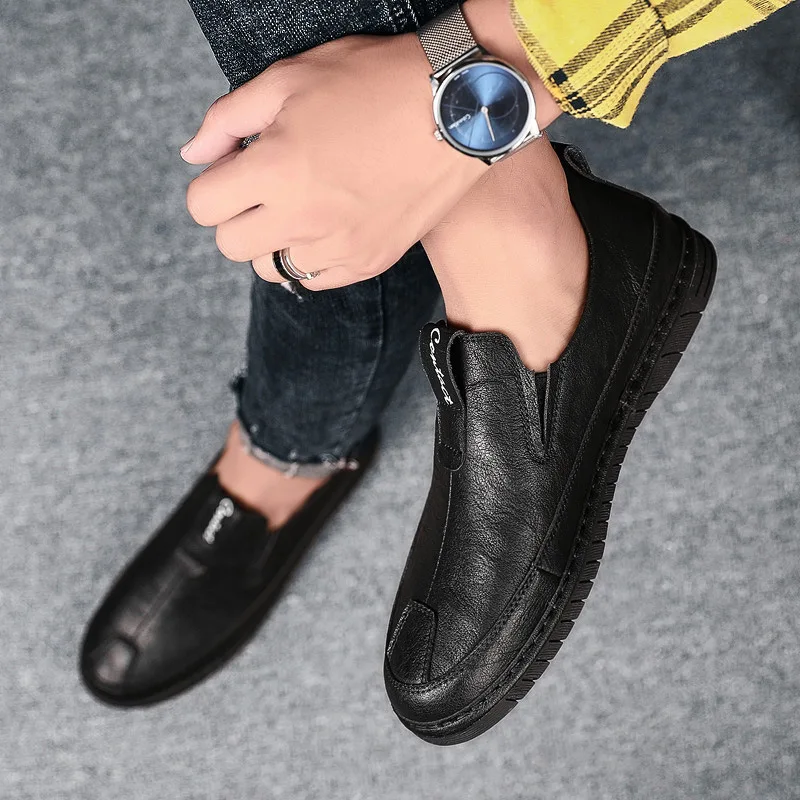 

Trend Soft Bottom Soft Leather Male Shoe Business Affairs Joker Leisure Time Leather Shoes Four Seasons Ventilation Dawdler Le